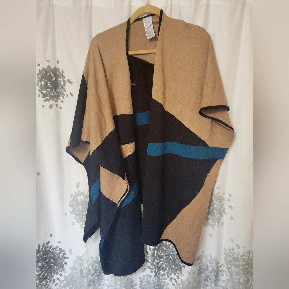 Tan, Black and Blue Shawl